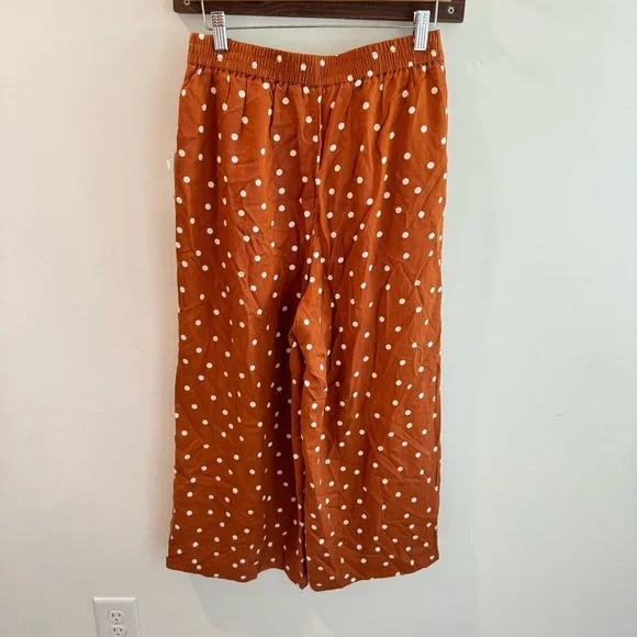 NWT Anthropologie Isobel Wide Leg Pleated Apollo Dot Pants‎ Brown Tan Small - Picture 7 of 10